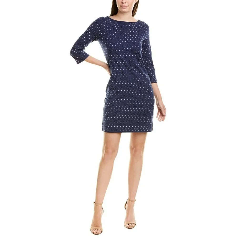 DVF Diane von Furstenberg Ruri Polka dot retro navy shift dress new Small 4 6